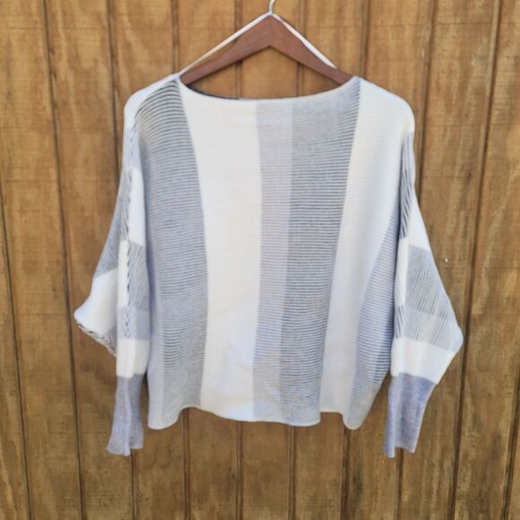 Philosophy Woman Dolman Sleeve Ribbed Black Gray White Sweater Womens Size 2X - Picture 1 of 11